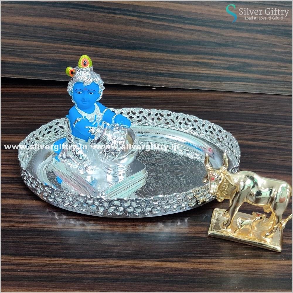 8" German Silver Pooja thali | Silver Giftry | SGT20K510