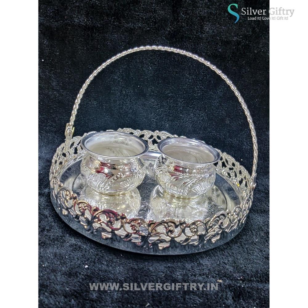 8" German Silver Pooja thali | Silver Giftry | SGT20K514