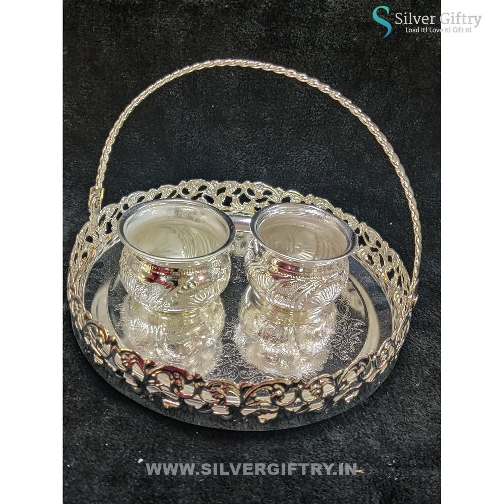 8" German Silver Pooja thali | Silver Giftry | SGT20K514