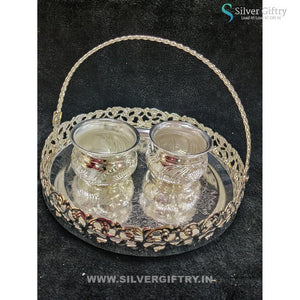 8" German Silver Pooja thali | Silver Giftry | SGT20K514