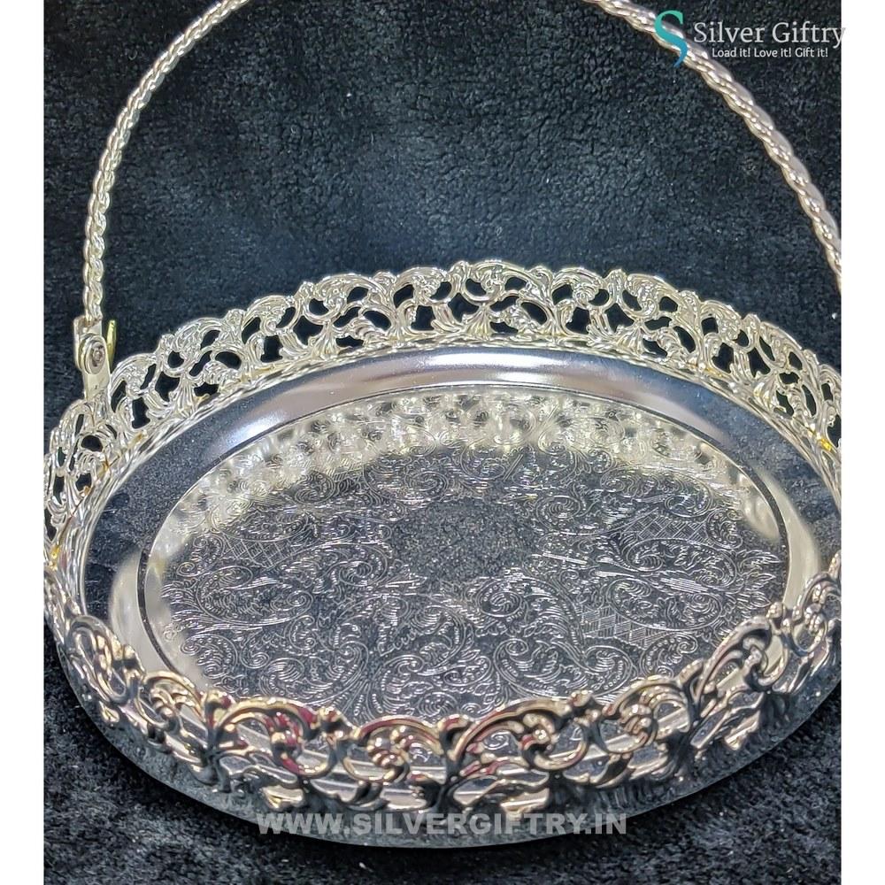 8" German Silver Pooja thali | Silver Giftry | SGT20K517