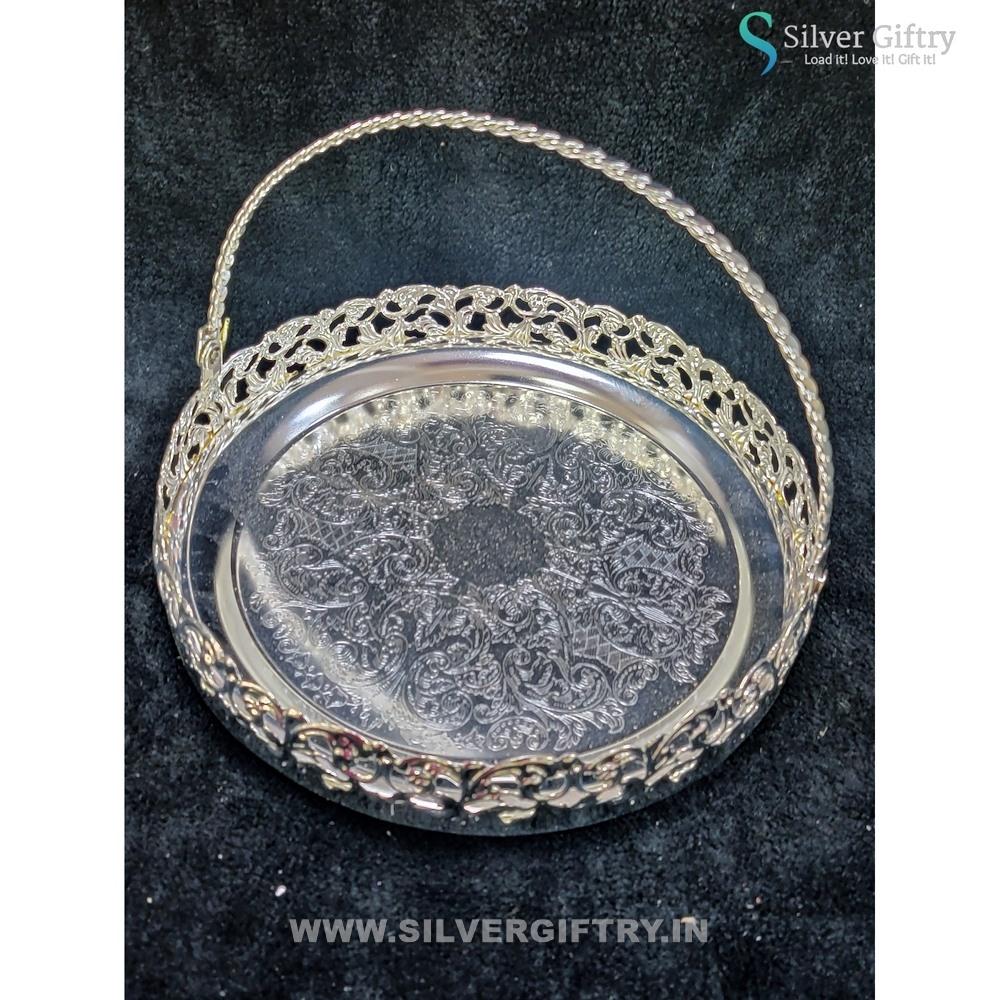 8" German Silver Pooja thali | Silver Giftry | SGT20K516