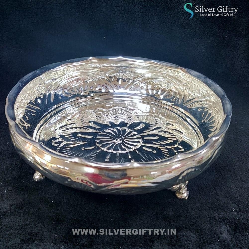 8" German Silver Pooja thali | Silver Giftry | SGT20K518