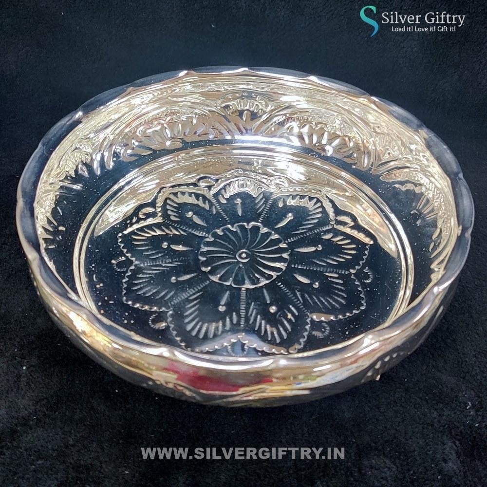 8" German Silver Pooja thali | Silver Giftry | SGT20K518