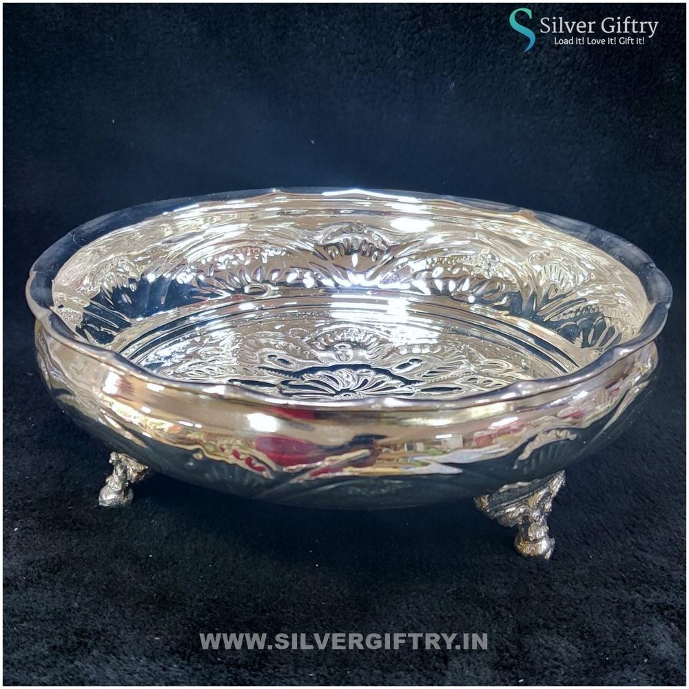 8" German Silver Pooja thali | Silver Giftry | SGT20K518