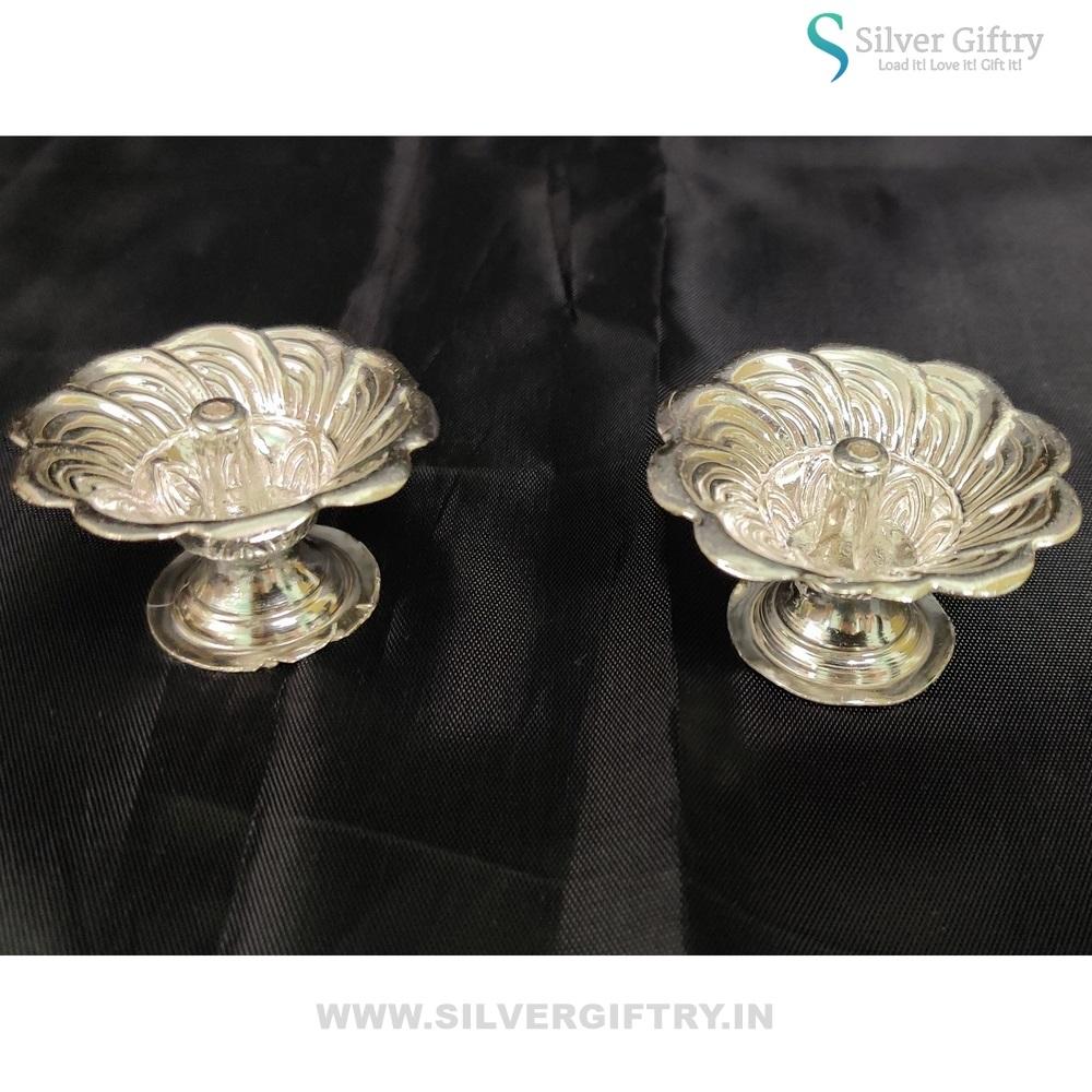 German Silver Devdas Deepam 2" Pair | Silver Giftry | SGT20K534
