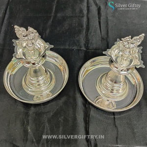 German Silver Deepam 6"with German Silver Plates | Silver Giftry | SGT20K537