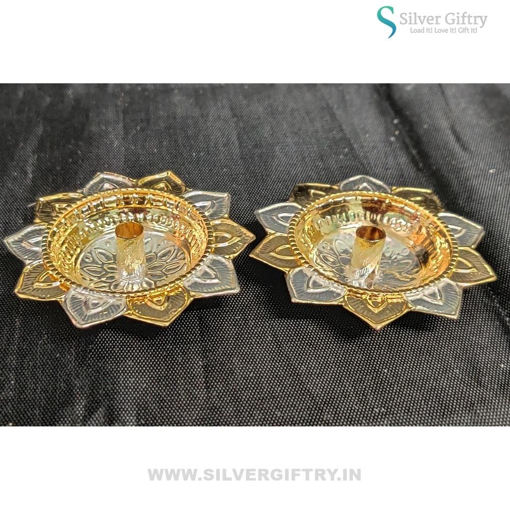 92.5 Silver Lotus Diya 2.3" Pair | Silver Giftry | SGT20K542