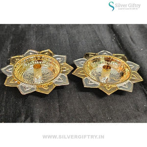 92.5 Silver Lotus Diya 2.3" Pair | Silver Giftry | SGT20K542