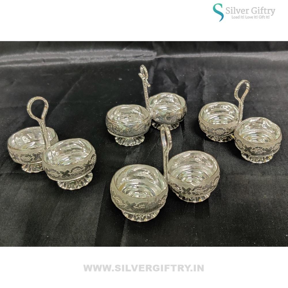 German Silver 2 Cup Panchwala Miniatures (Pack Of 10) | Silver Giftry | SGT20K549