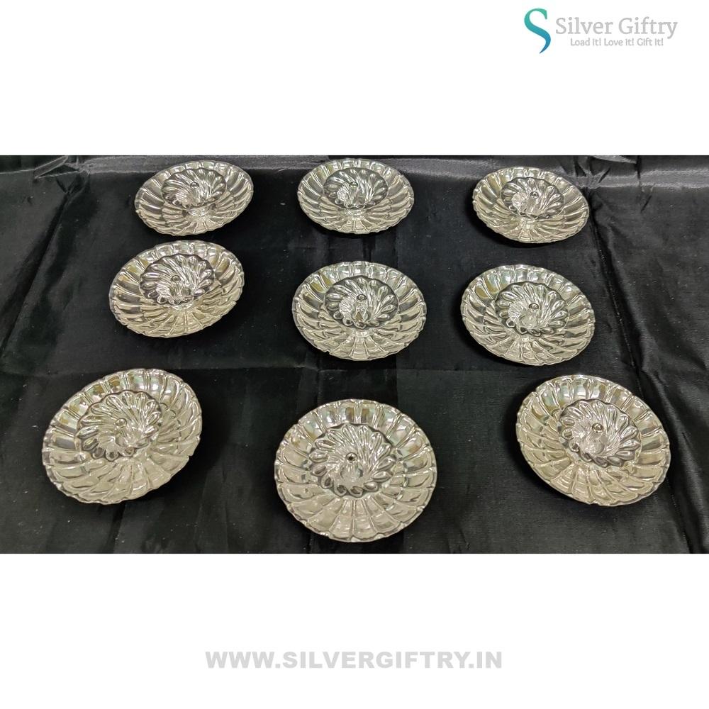 German Silver Fancy Devdas Deepam 4" (Set Of 10) | Silver Giftry | SGT20K550