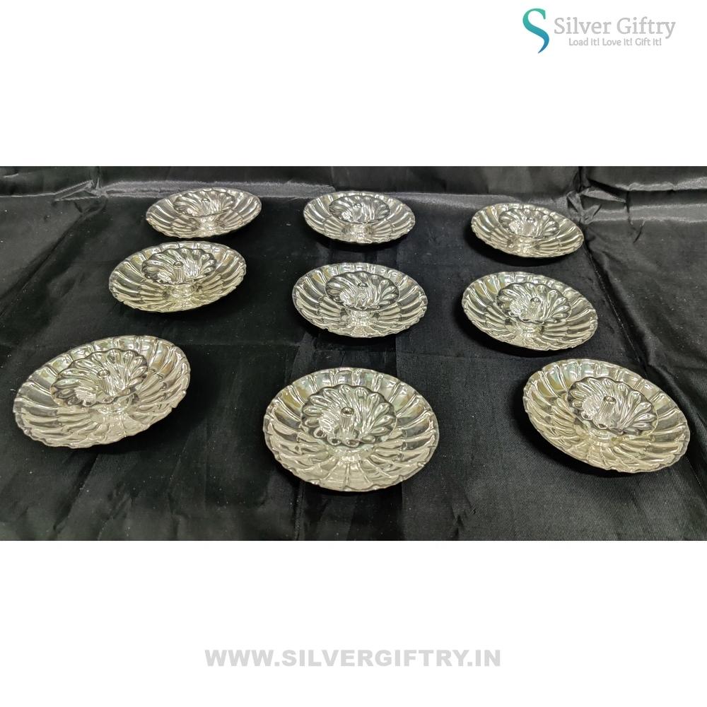German Silver Fancy Devdas Deepam 4" (Set Of 10) | Silver Giftry | SGT20K550