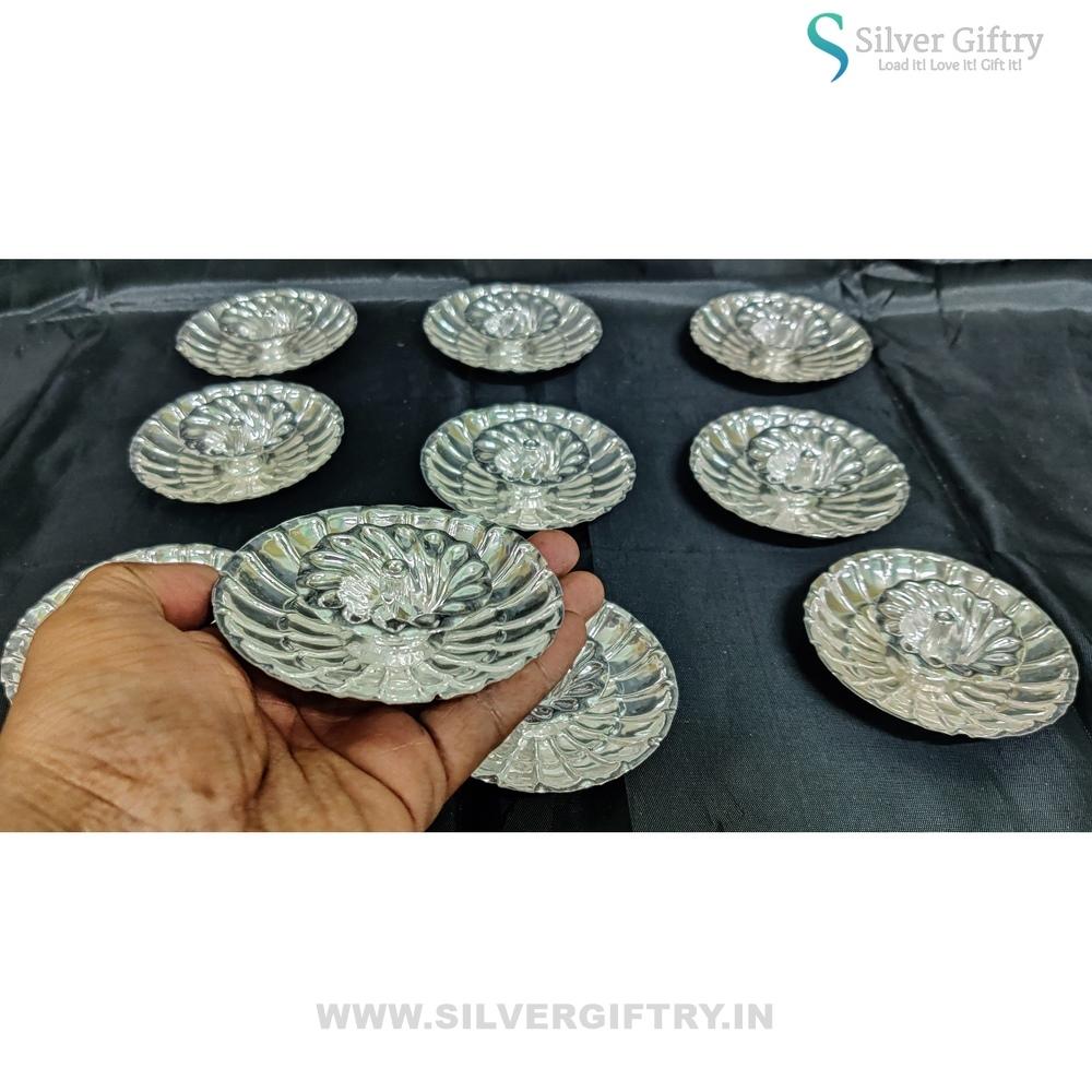 German Silver Fancy Devdas Deepam 4" (Set Of 10) | Silver Giftry | SGT20K550