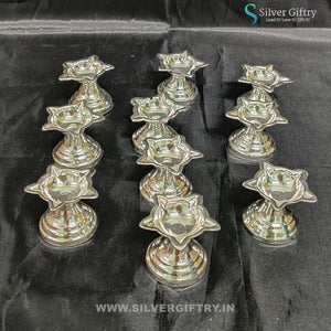 German Silver Fancy Star Deepam 1.5" (Set Of 10) | Silver Giftry | SGT20K551