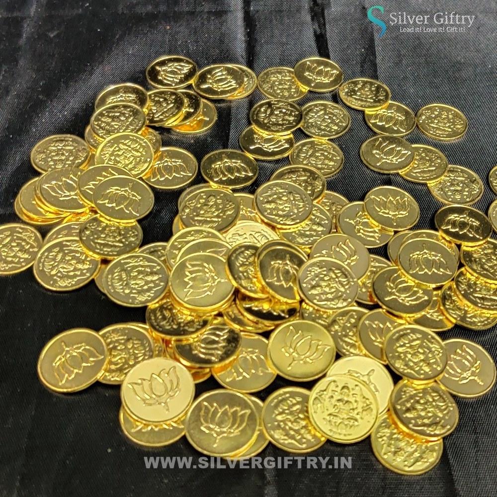 German Silver Lakshmi Kuber 108 Coins (Gold) | Silver Giftry | SGT20K553