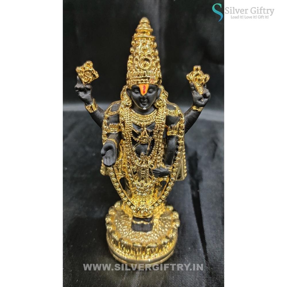 24Kr Gold Coated Balaji Idol 5"(Black Gold) | Silver Giftry | SGT20K556