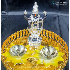 5" Balaji With Lotus Diya With Trays (Yellow) | Silver Giftry | SGT20K565