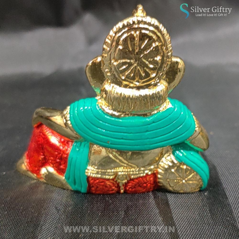 24Kr Gold Coated Ganesh Maharaj Idol 3" (Red And Gold) | Silver Giftry | SGT20K569