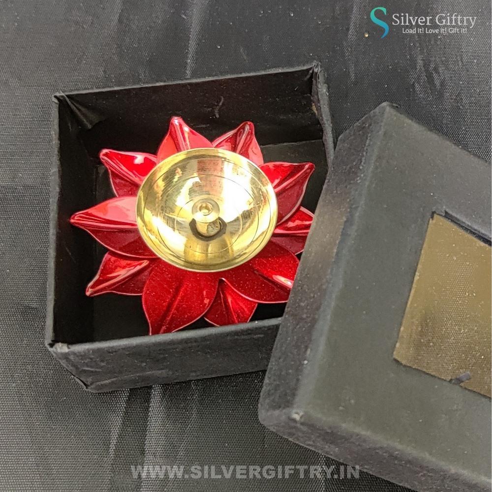 Brass Antique Diya 3.5" ( Red) | Silver Giftry | SGT20K575