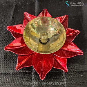 Brass Antique Diya 3.5" ( Red) | Silver Giftry | SGT20K575