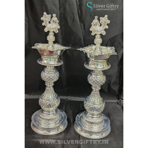 German Silver Nandak Deepam Pair 13" | Silver Giftry | SGT20K579
