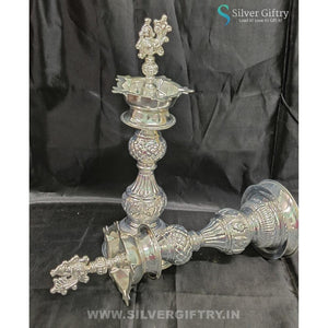 German Silver Nandak Deepam Pair 13" | Silver Giftry | SGT20K579