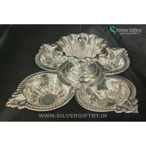 German Silver Pancha Kuber Devadas Diya 6" | Silver Giftry | SGT20K586