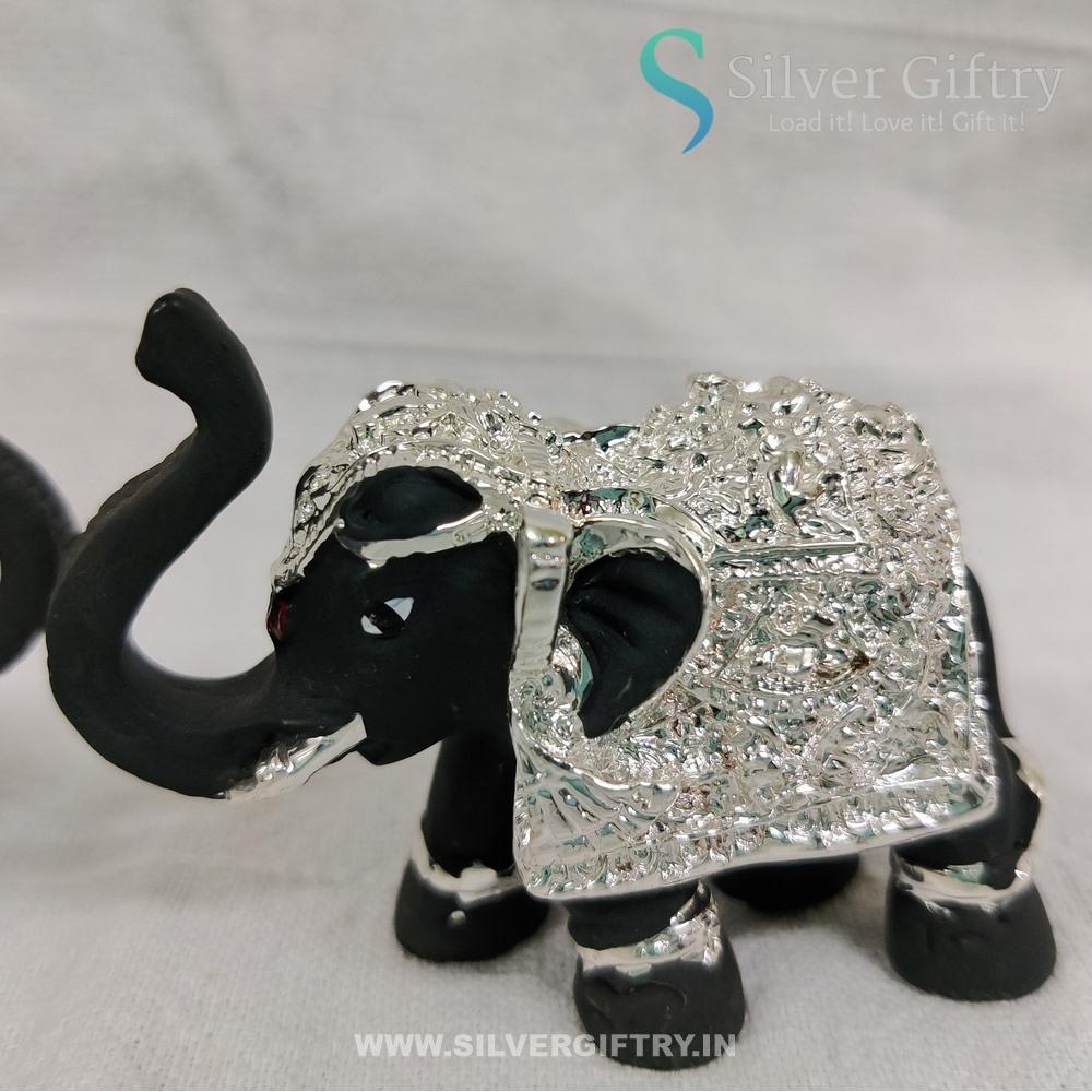 2" Coated Silver Elephant Idol Pair | Black | Silver Giftry | SGT20K593