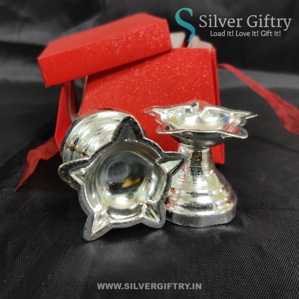 2" Star Diya For Pooja (Silver) | A Pair In The Box | Silver Giftry | SGT20K598