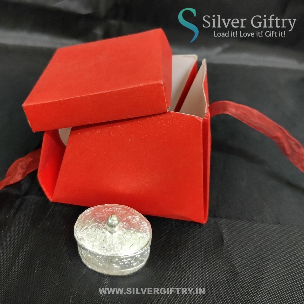 German Silver Round Kumkum Dabbi | Silver Giftry | SGT20K602