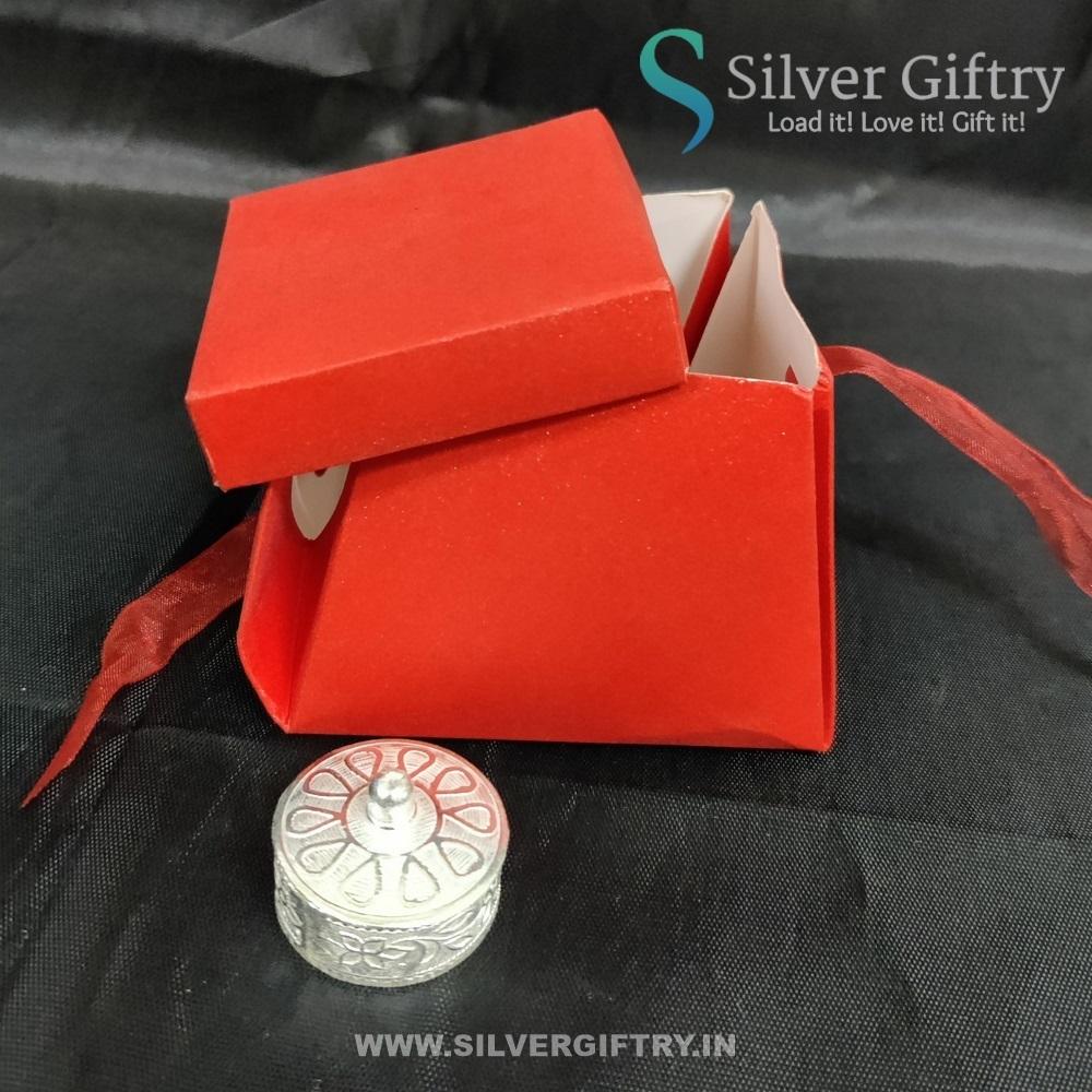 German Silver Round Kumkum Dabbi | Silver Giftry | SGT20K602