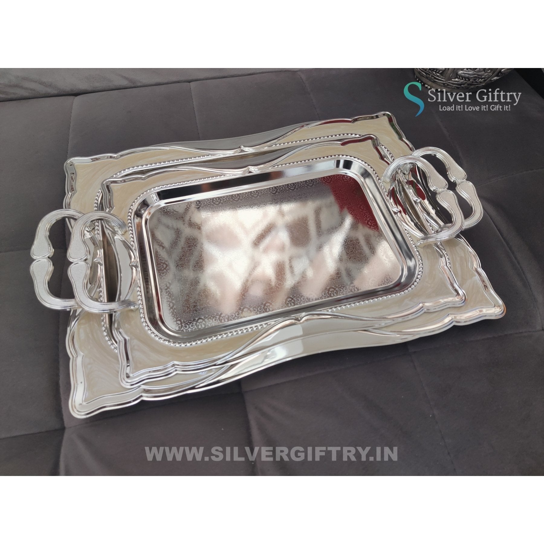 Imported German Silver Tray [Pair of Sizes 18" and 16"] | SGT20K613 | Silver Giftry