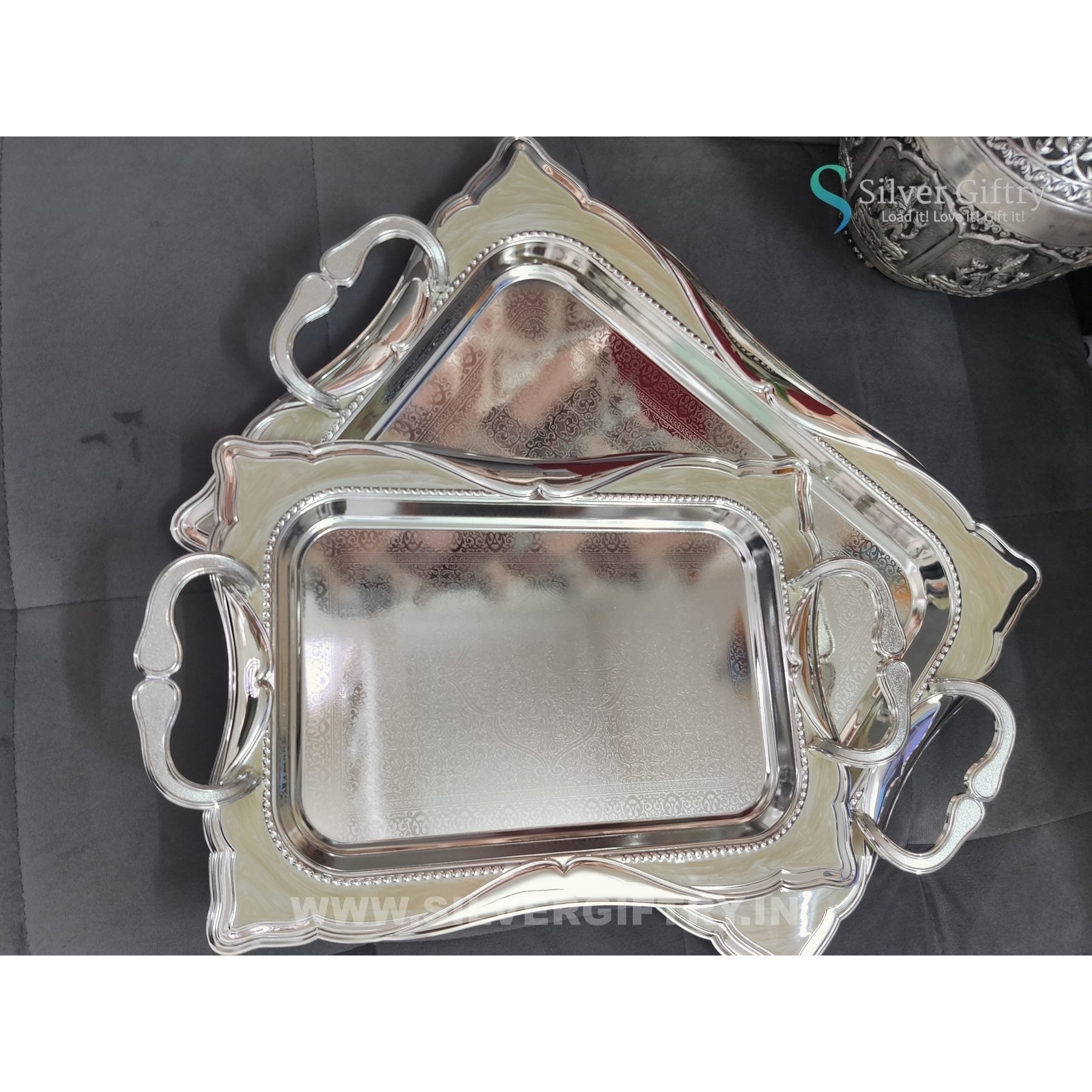 Imported German Silver Tray [Pair of Sizes 18" and 16"] | SGT20K613 | Silver Giftry