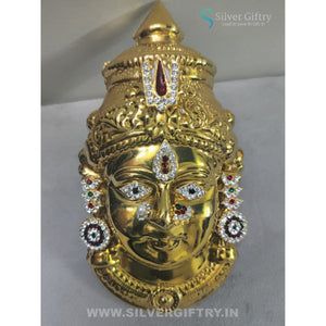 German Silver Lakshmi Gold Face 7" With Stones | SGT20K623 | Silver Giftry