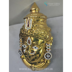 German Silver Lakshmi Gold Face 7" With Stones | SGT20K623 | Silver Giftry