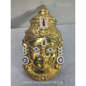 German Silver Lakshmi Gold Face 7" With Stones | SGT20K623 | Silver Giftry