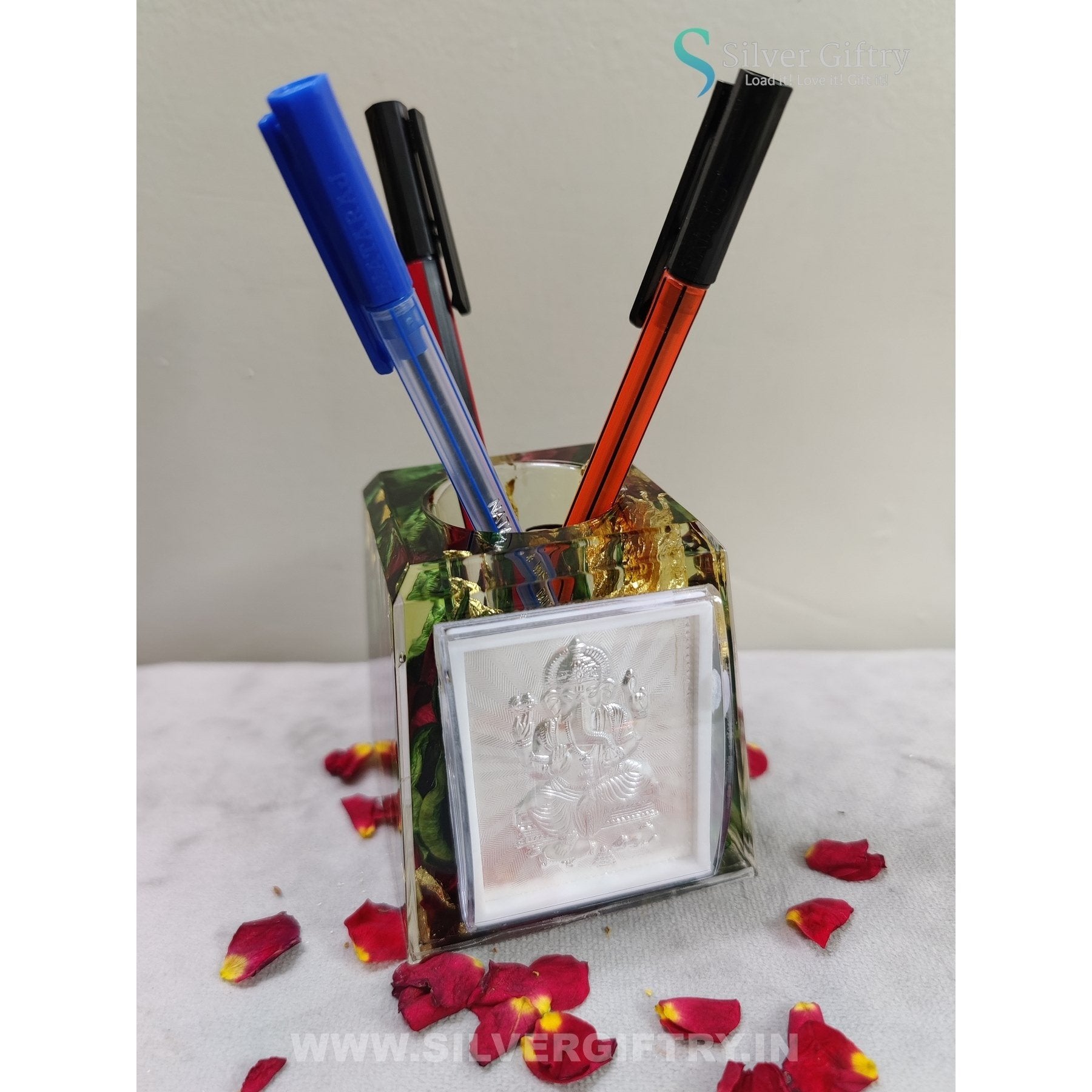 Pure Silver Ganesh Frame Pen Stand | SGT20K626 | Silver Giftry