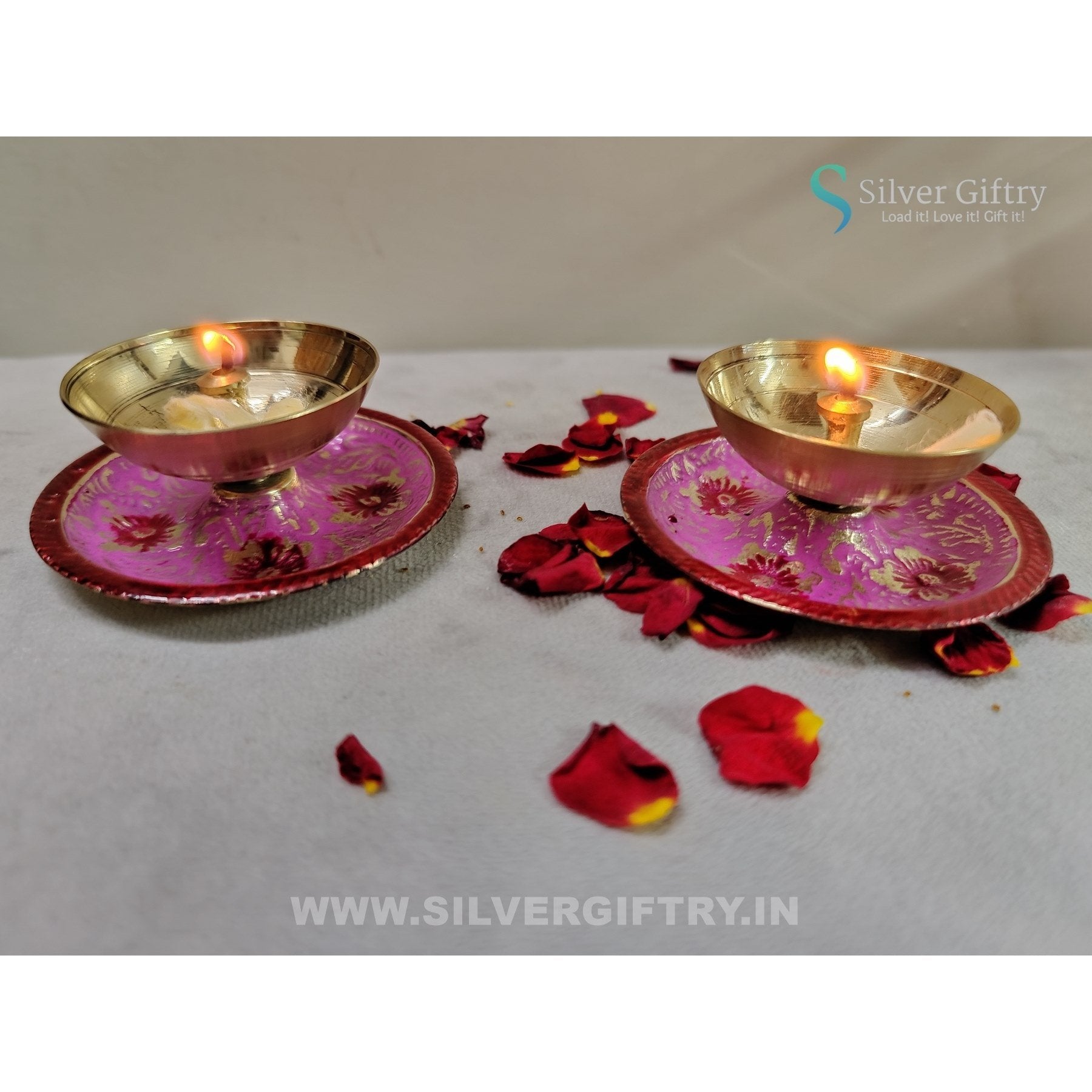 Brass Fancy Diyas Pair 3" | Silver Giftry | SGT20K629 | Silver Giftry