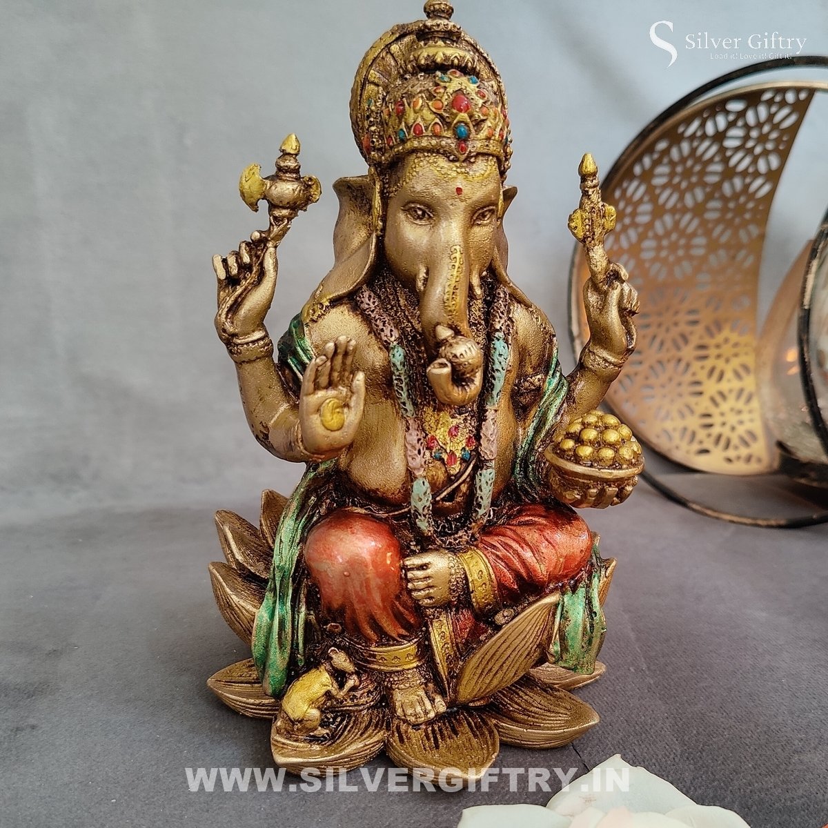 10" Imported Silver Giftry Kamal Ganesh Idol