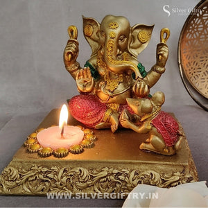 Imported Silver Giftry Modern Ganesh Idol Candle Stand 6" | Silver Giftry | SGT20K641