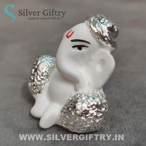 Cute Baby Ganesh Idol 1" ( White) | Silver Giftry | SGT20K651