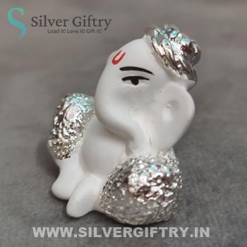 Cute Baby Ganesh Idol 1" ( White) | Silver Giftry | SGT20K651