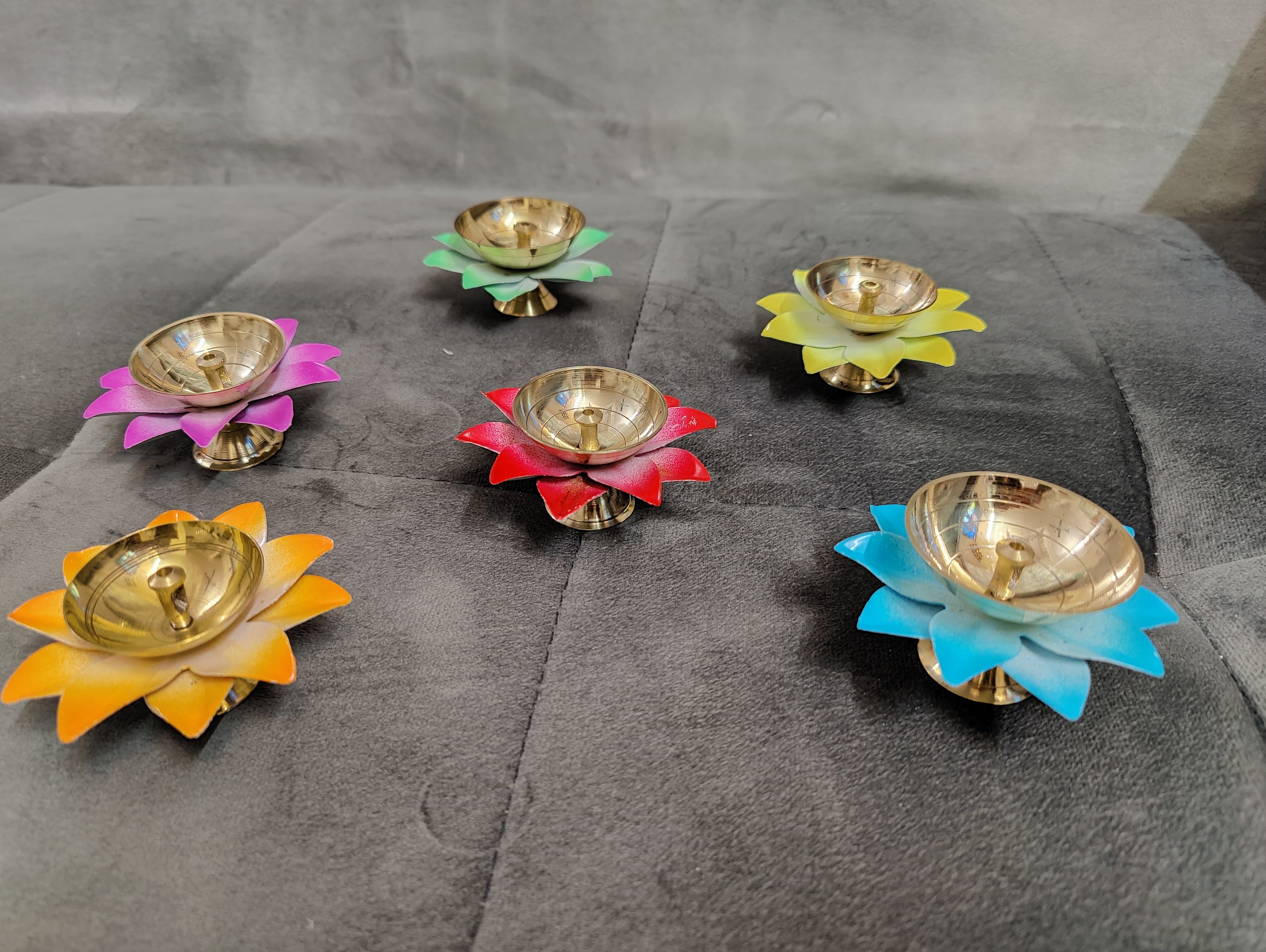 Brass Lotus diya set of 6 pcs