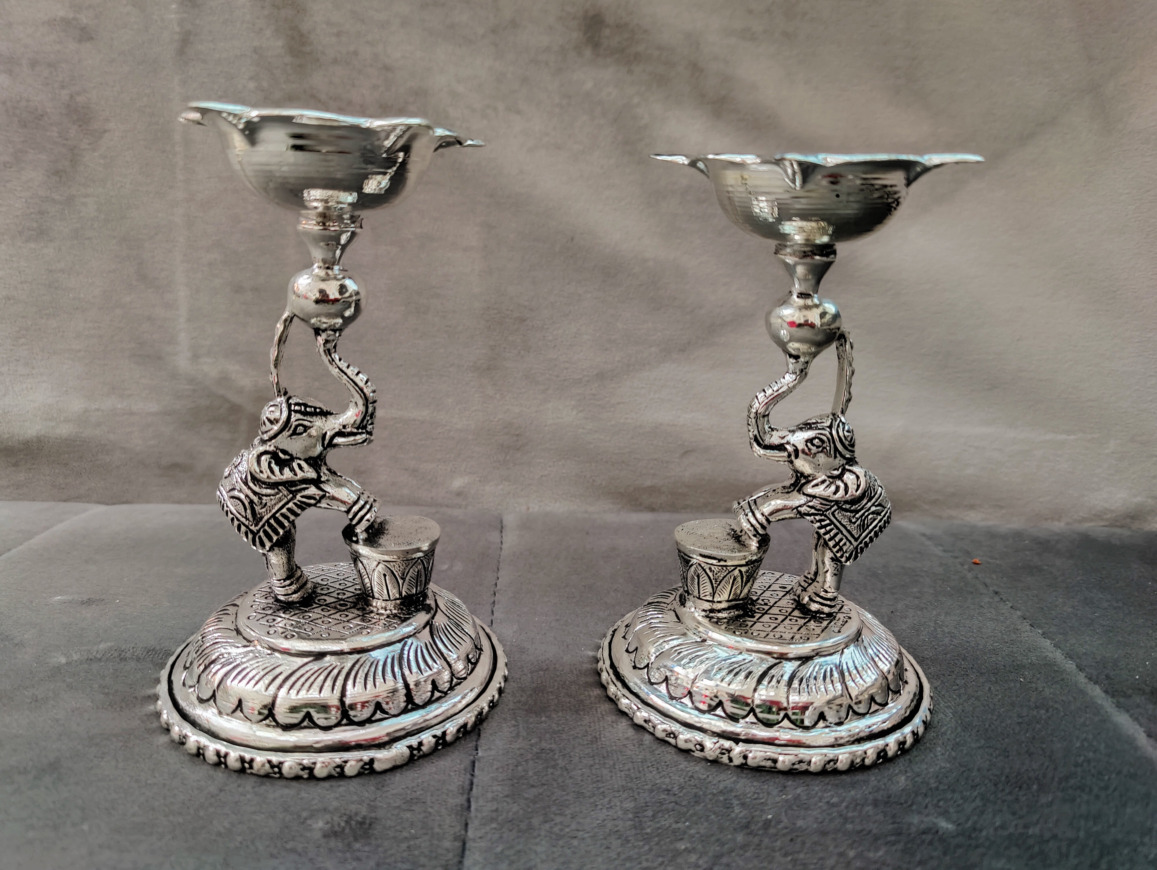 Antique G.S fancy elephant diya 6"