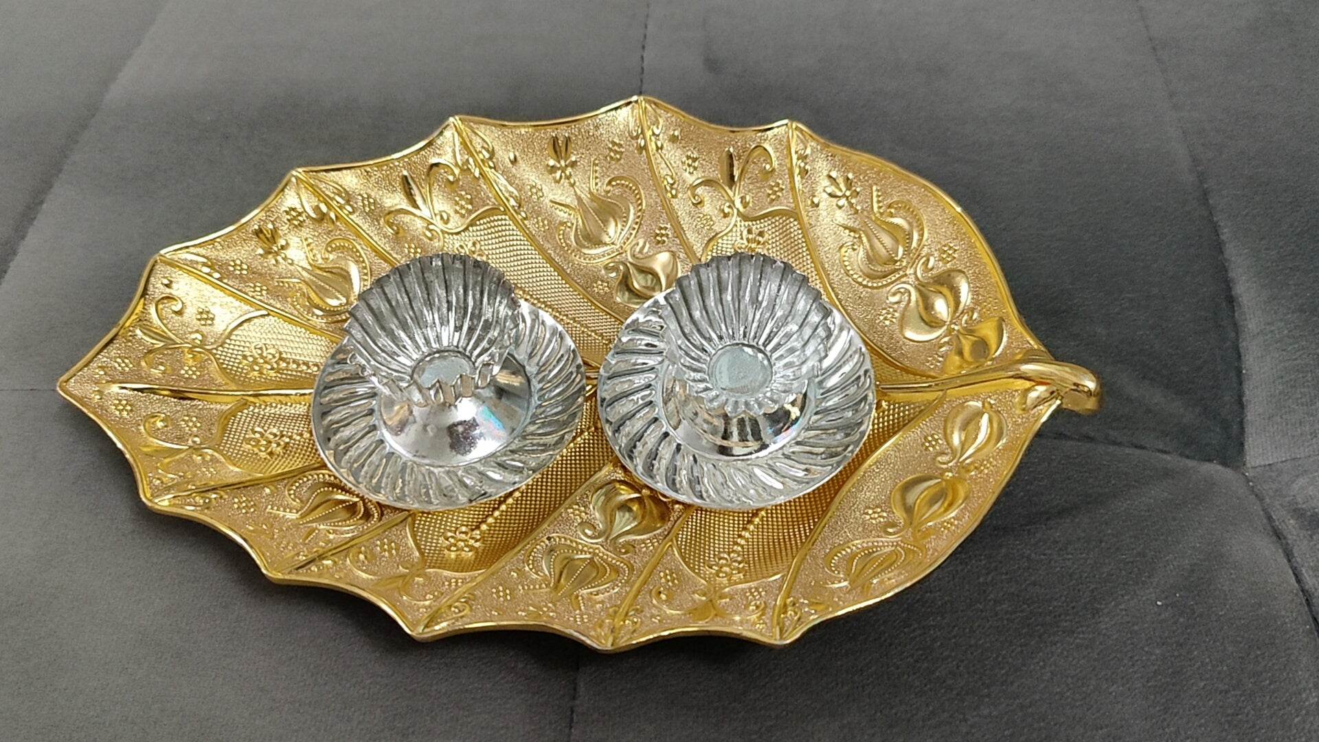 Imported German silver tray with Kum Kum bowls